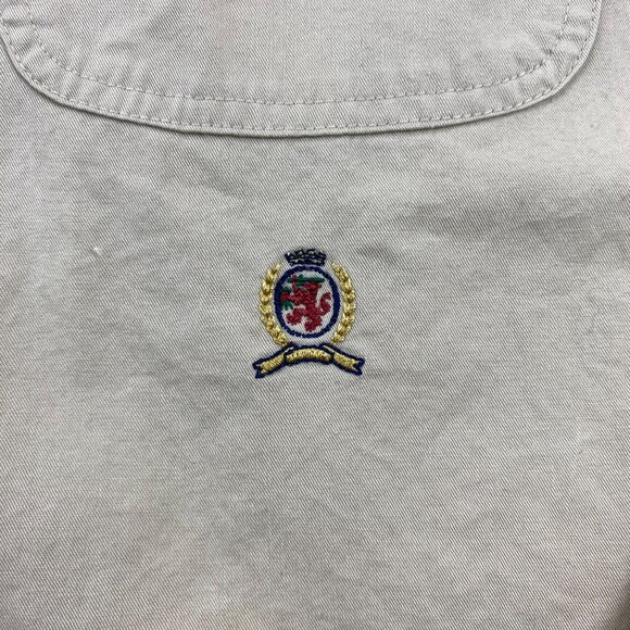 Vintage 90s Tommy Hilfiger Shirt Women Size 4 Brown Button Up Preppy Box Logo - Picture 5 of 11